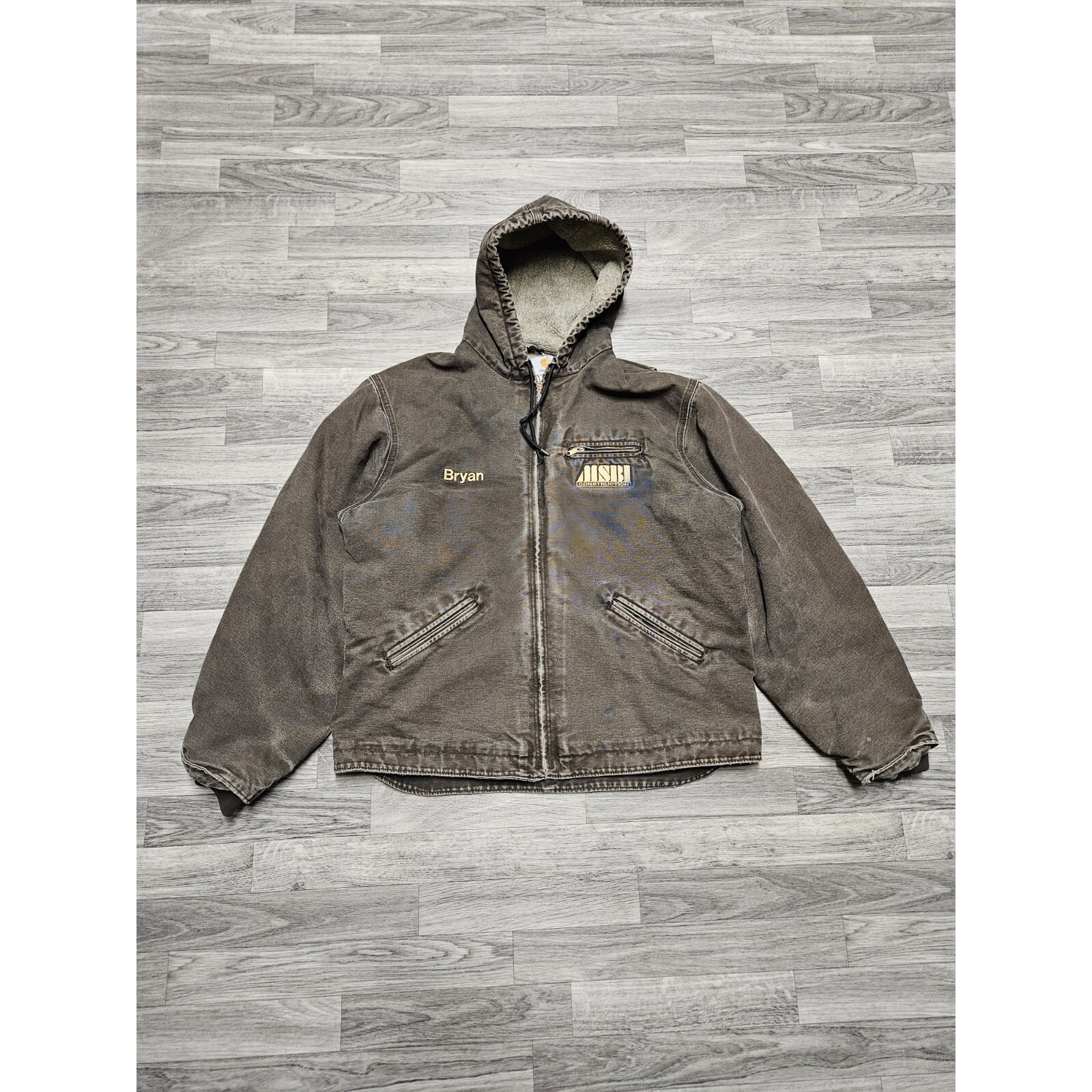 Vintage Carhartt Brown Canvas Sherpa Jacket Xl Hooded Sandstone J141 Wal
